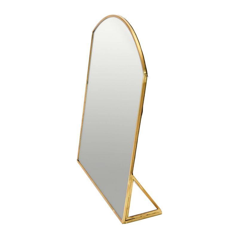 Storied Home Arched Metal Framed Standing Mirror Brass: Sleek Easel Design for Entryway or Makeup Use