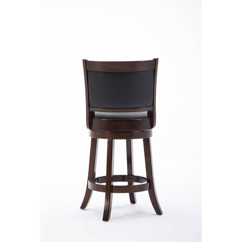 24" Cappuccino Swivel Wood and Faux Leather Barstool