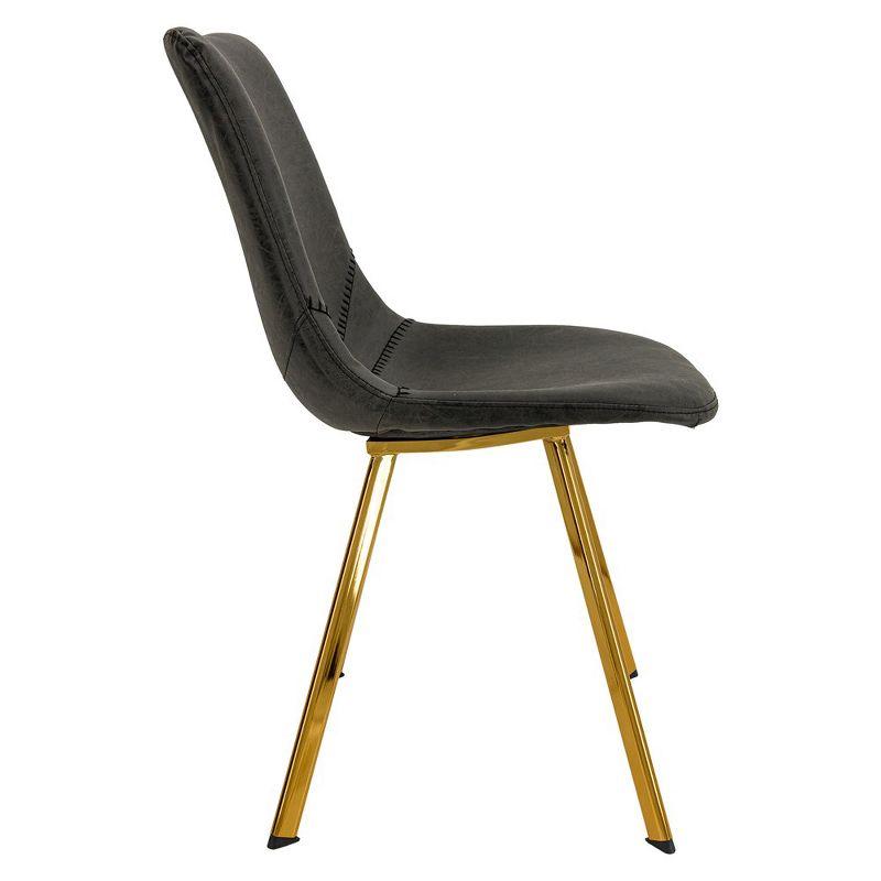 LeisureMod Markley Dining Chair Modern Upholstered Leather with Gold Legs Set of 2