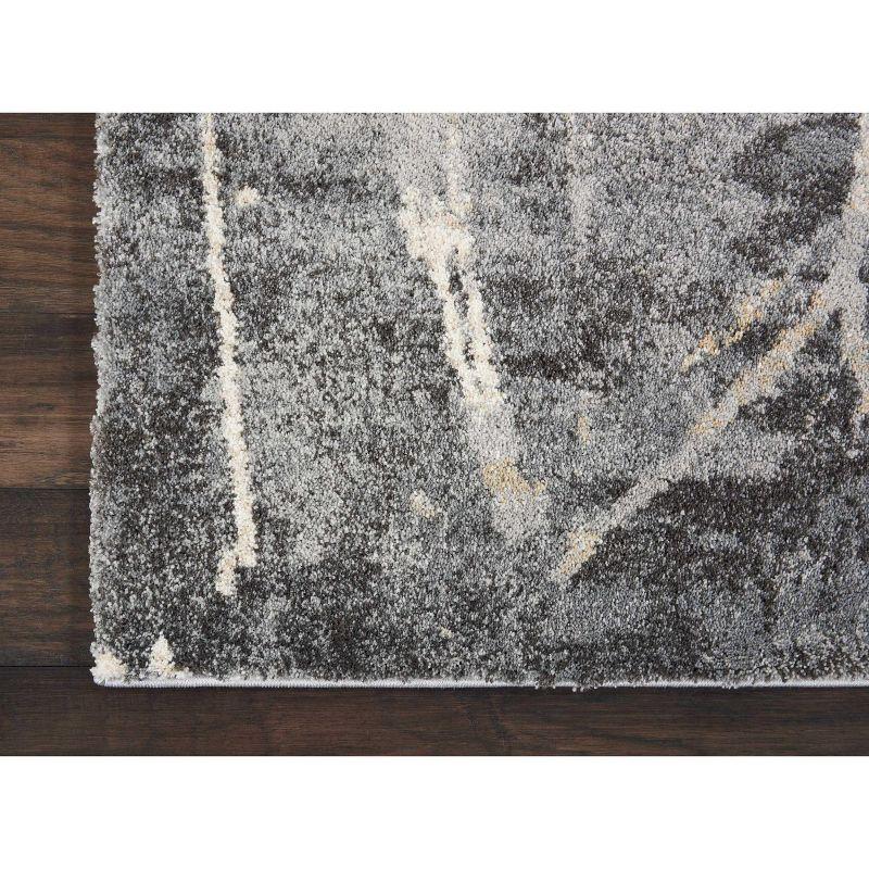 Elysian Abstract Gray Synthetic 5' x 7' Stain-Resistant Rug