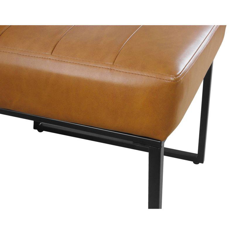 Channeled Metal Dining Chair Carmel Faux Leather - HomePop: Modern Upholstered, Spot Clean, 250lb Capacity