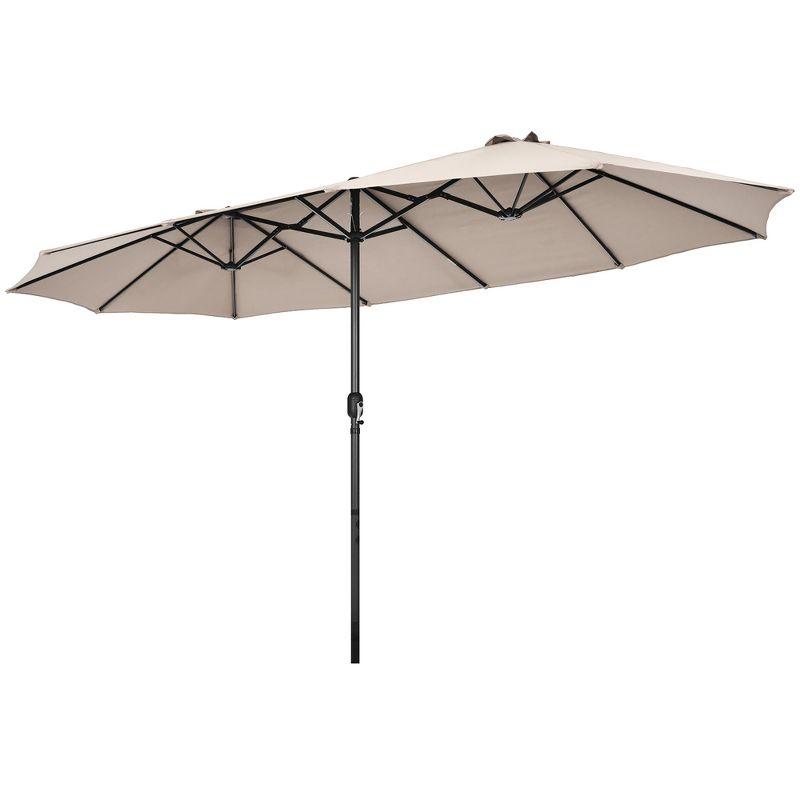 Beige 15FT Double-Sided Patio Umbrella with Metal Pole