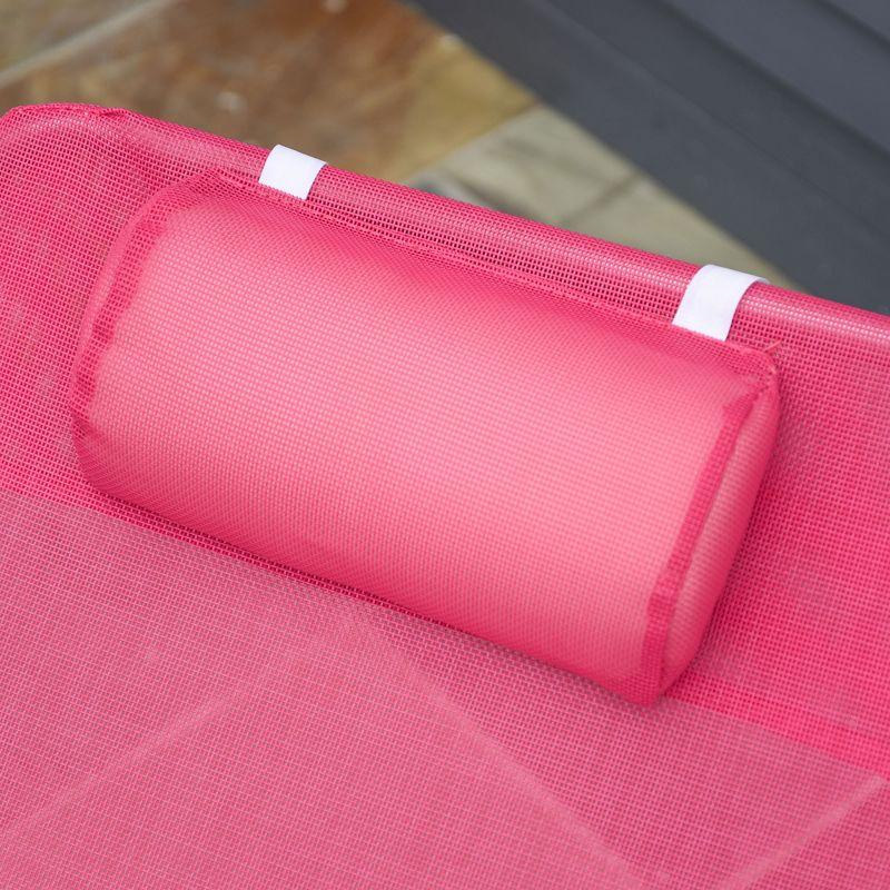 Outsunny Foldable Outdoor Chaise Lounge Chair, 5-Level Reclining Camping Tanning Chair with Breathable Mesh Fabric and Headrest, Pink