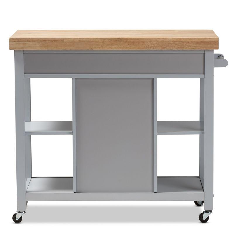 Hayward Kitchen Cart: Storage, Prep Station, Pull-Out Trash - Baxton Studio