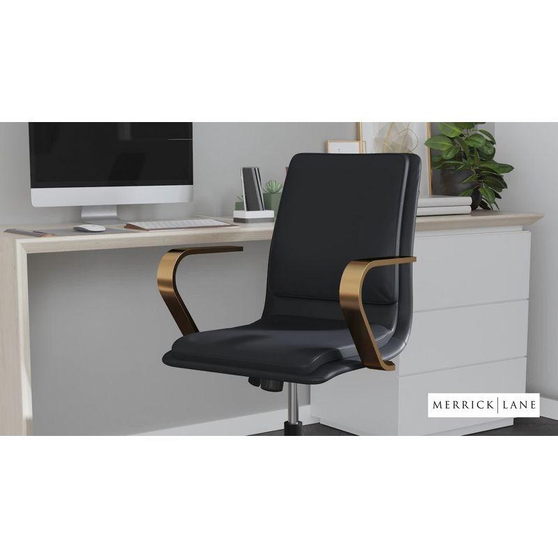 Merrick Lane Mid-Back Home Office Chair with Armrests, Height Adjustable Swivel Seat and Five Star Base