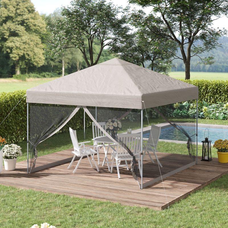 Khaki 10' x 10' Pop Up Canopy Tent with Mesh Sides