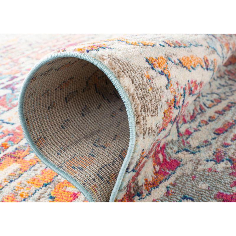 Madison MAD454 Power Loomed Indoor Area Rug - Light Blue/Orange - 5'x5' - Safavieh