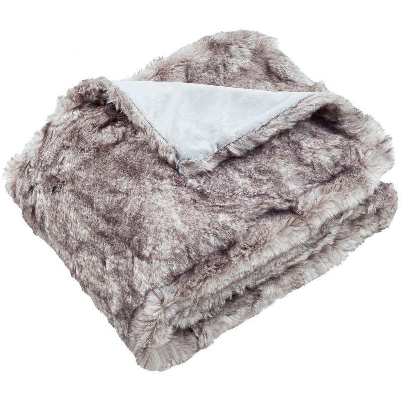 Gray Faux Fur Machine Washable Throw Blanket