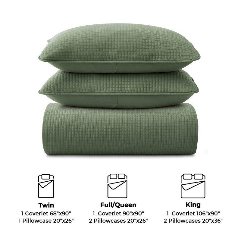 Peace Nest Premium Ultra Soft Reversible Quilted Coverlet Set, King, Green
