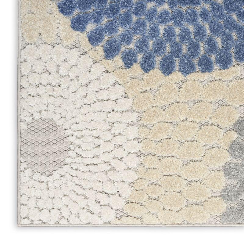 Nourison Aloha Bold Geometric Flatweave High-Low Indoor Outdoor Area Rug Blue/Grey 3'6" x 5'6"