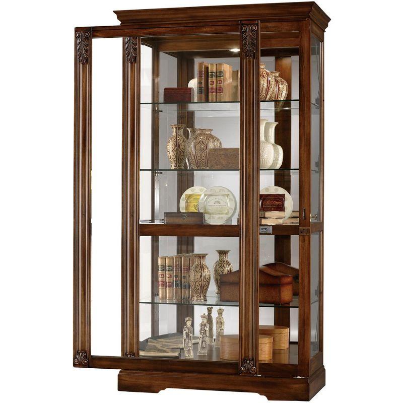 Brown Lighted Traditional Glass Curio Cabinet