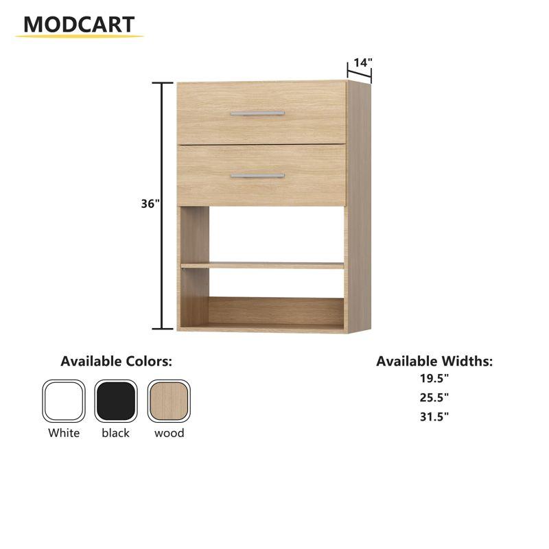 Short Tower Wood Built In Closet Organizer Unit, Wood Closet Organizer Starter Kit, Mounted Closet Systems with 2 Drawers