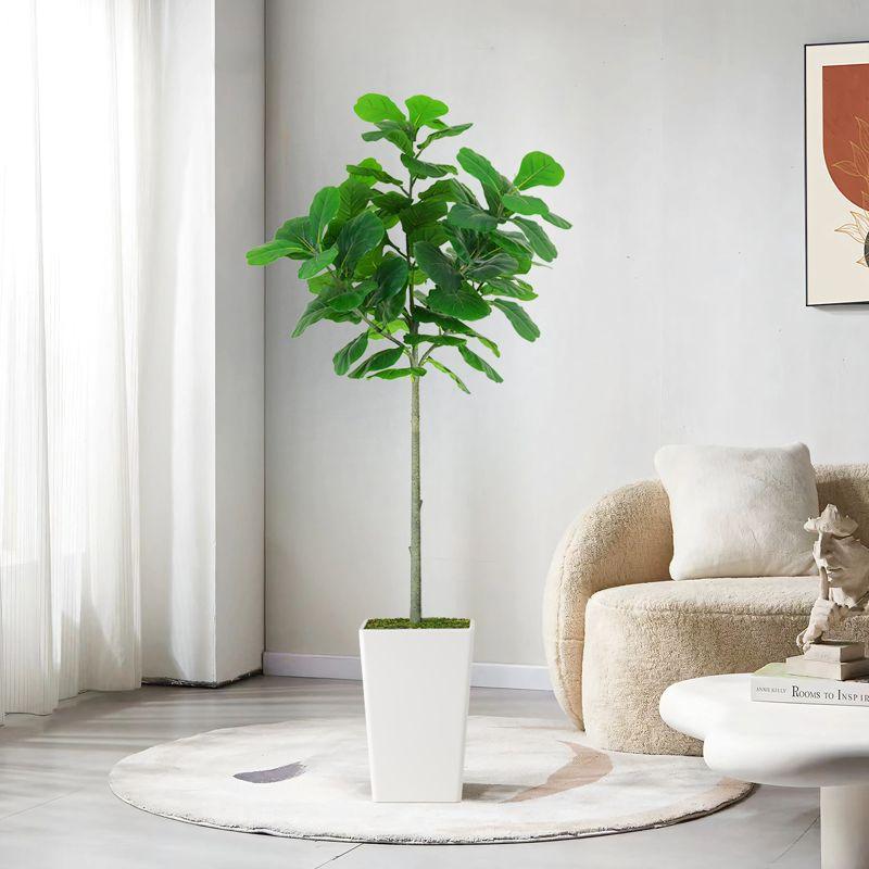 Artificial Fiddle Leaf Fig Tree 5FT, Faux Fiddle Leaf Fig Tree with Tall White Planter