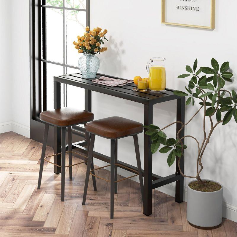Costway Outdoor Metal Bar Table 48'' Patio Rectangular Counter Height Dining Table Black