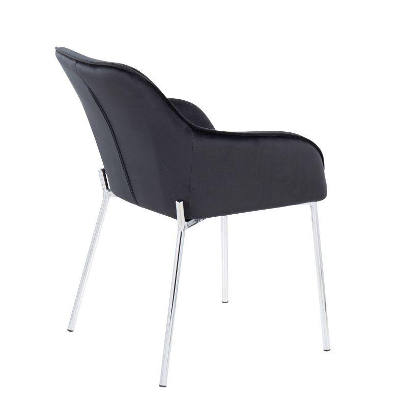 Daniella 24" Black Velvet and Chrome Steel Upholstered Dining Chairs