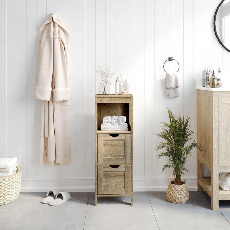 Flash Furniture Dune Farmhouse Bathroom Storage Organizer with Drawers and Open Shelf