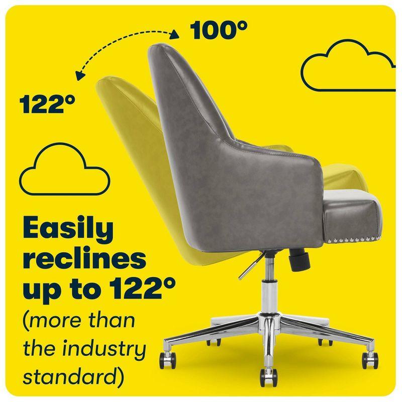 Serta Style Leighton Home Office Chair Gathering Dark Gray: Upholstered, Adjustable, with Fixed Arms