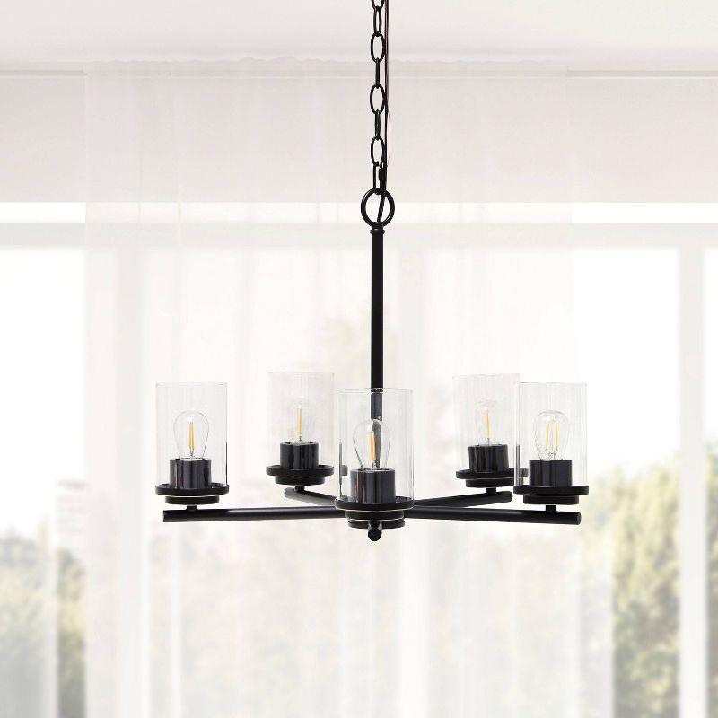 5-Light 20.5" Classic Contemporary Clear Glass/Metal Hanging Pendant  - Lalia Home