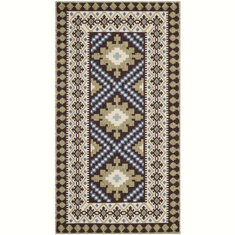 Reversible Chocolate and Green Synthetic 5' x 7' Outdoor Rug