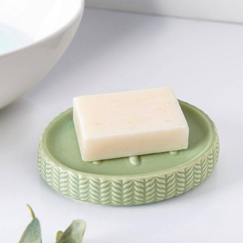 Dashi Soap Dish - Allure Home Creations: Ceramic Holder for Bar Soap, Sage Green, Hand Washable