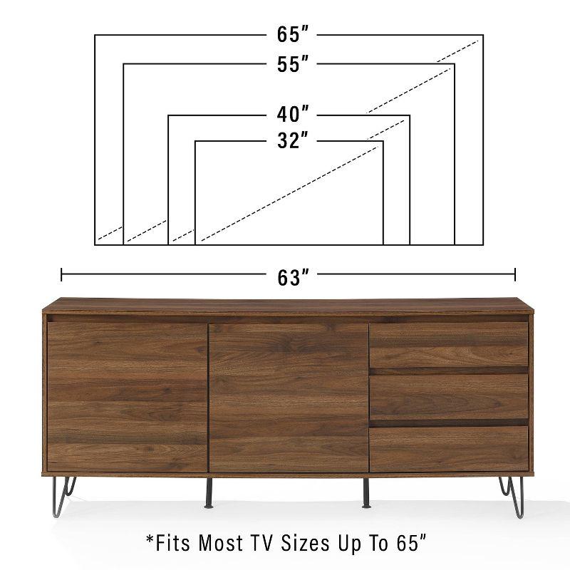 Crosley Teagan Record Storage Sideboard Brown Oak: Low Credenza, Buffet Console, Kitchen Cabinet