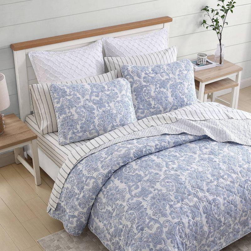 Field of Paisley Cotton Quilt Set Blue - Stone Cottage