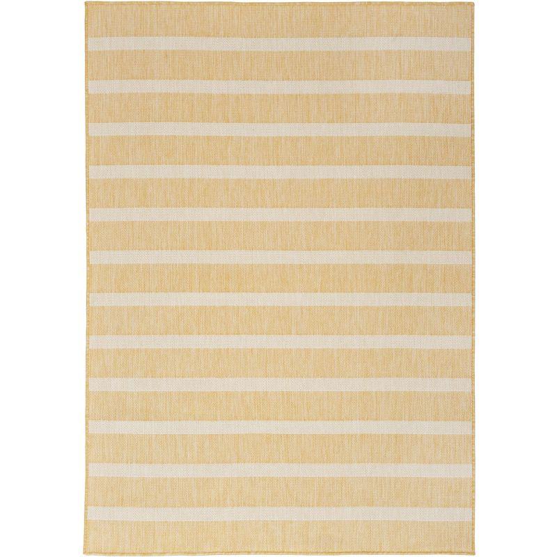 Yellow Ivory Striped Flatweave 5' x 7' Outdoor Rug