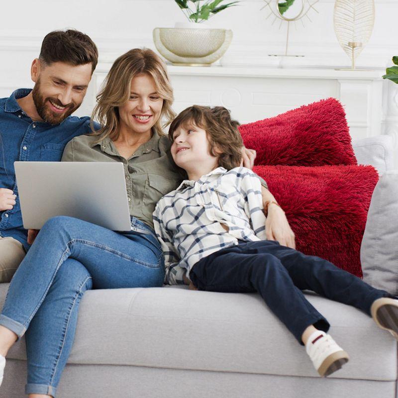 Cheer Collection Cheer Collection Shaggy Hair Decorative Throw Pillows (Set of 2)