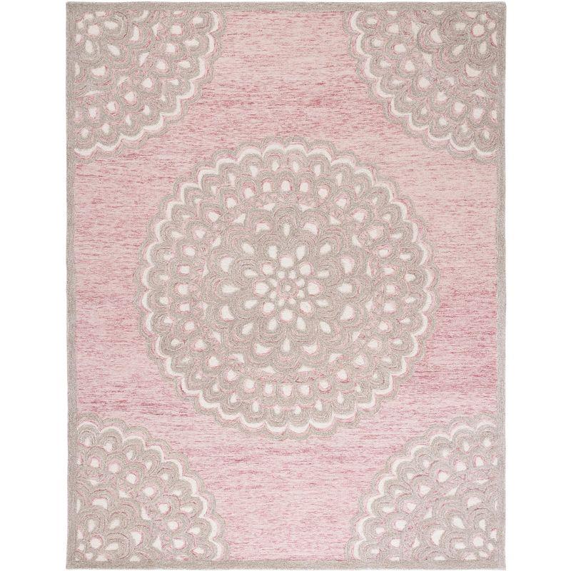 Elegant Ivory Floral Hand-Tufted Wool Area Rug, 8' x 10'