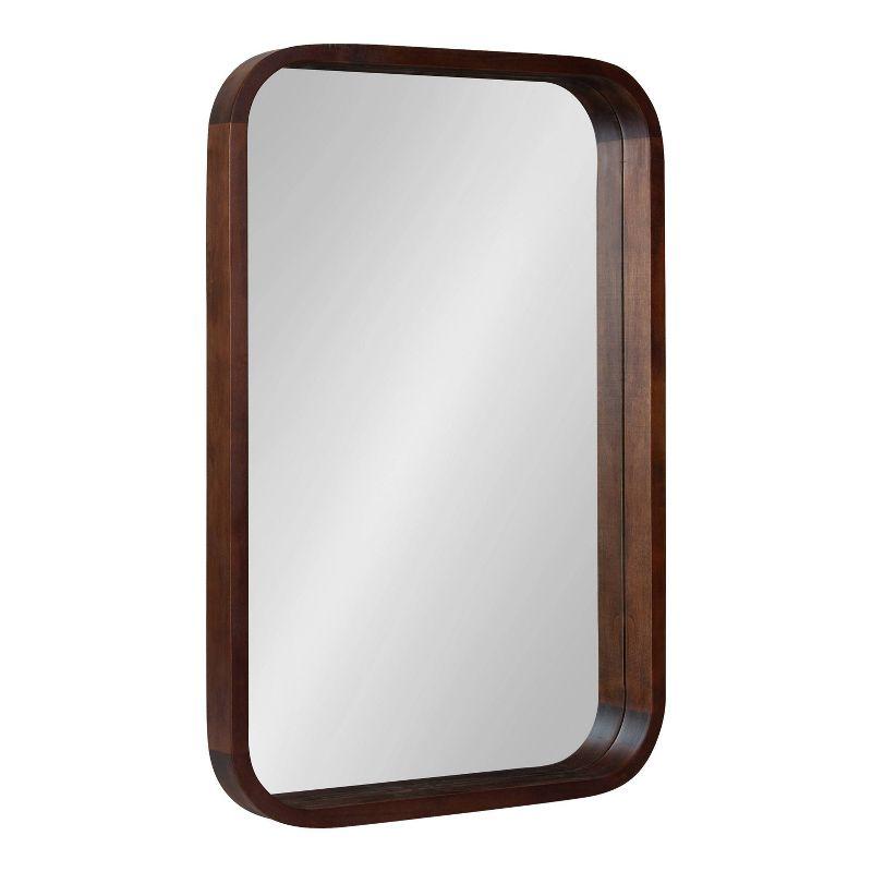 Kate & Laurel All Things Decor 20" x 30" Hutton Wood Framed Radius Rectangle Decorative Wall Mirror Walnut Brown : Poplar, No Assembly