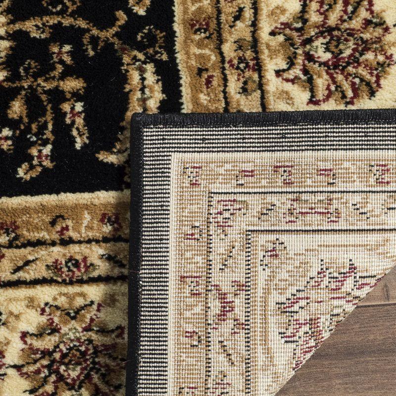 Black and Ivory Safavid Style Synthetic Area Rug