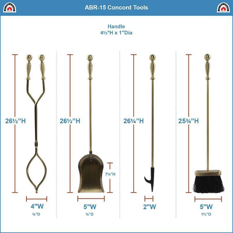 Achla Designs 2pc Concord Fireplace Tool Set Antique Brass Finish