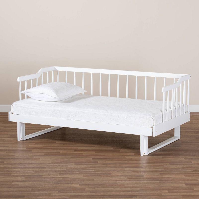 Baxton Studio Twin to King Muriel Expandable Spindle Daybed White : Contemporary Style, No Box Spring Needed