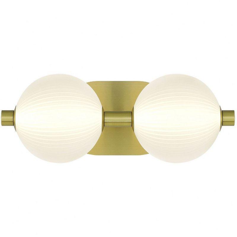 Gold Opal Ribbed Glass 2-Light Dimmable Vanity Fixture