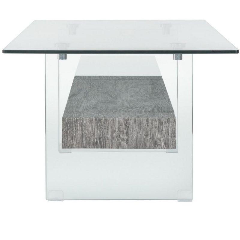 Kayley Coffee Table - Glass/Black Oak Wood Shelf - Safavieh