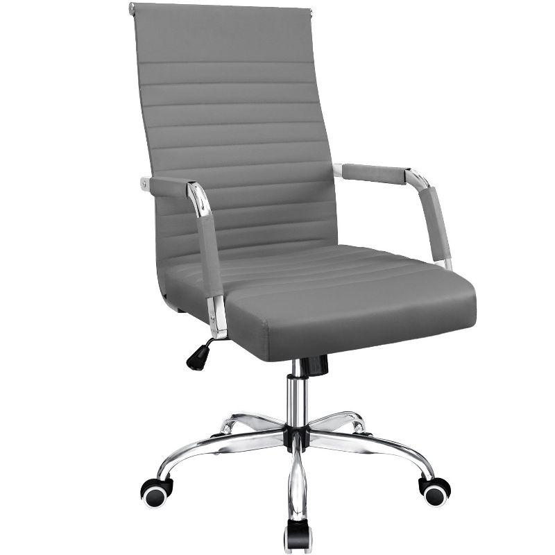 Gray Faux Leather Mid-Back Executive Swivel Chair