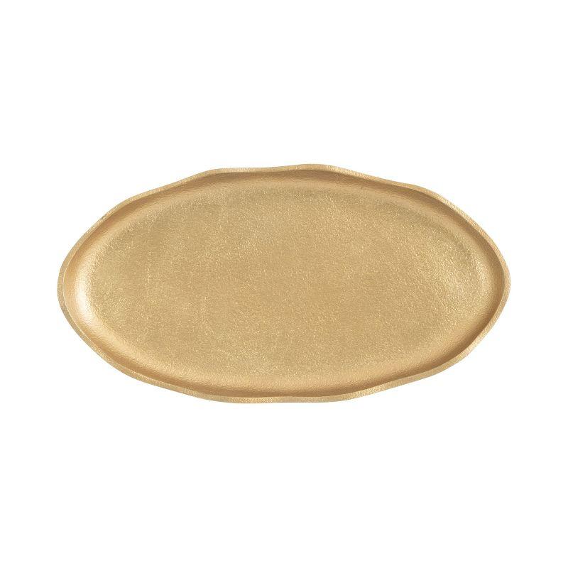 Kate and Laurel Alessia Oval Decorative Tray, 14x8, Gold