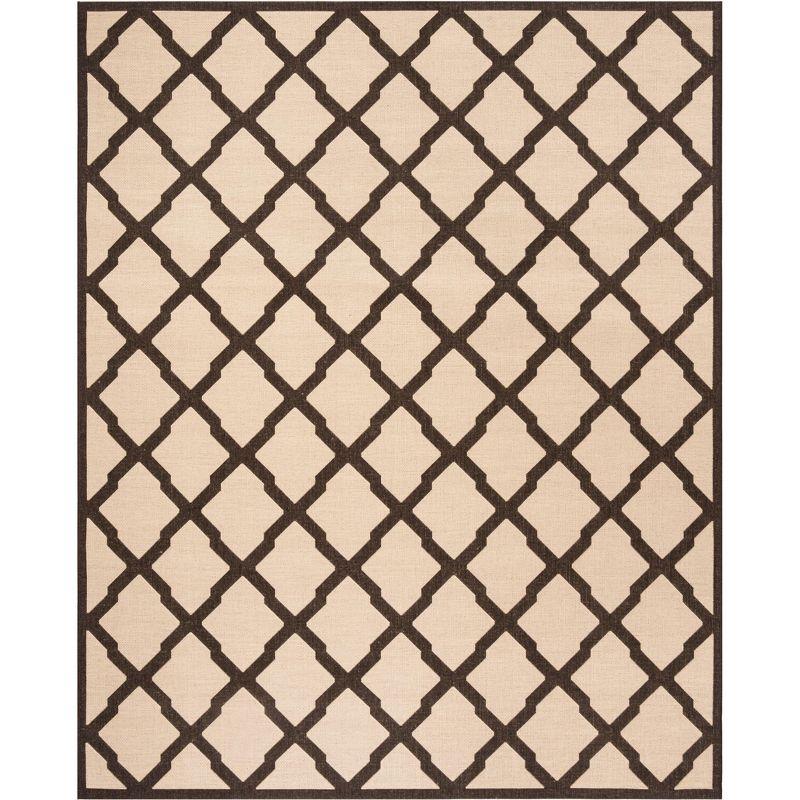 Cream & Brown Geometric Easy-Care Synthetic Area Rug, 8' x 10'