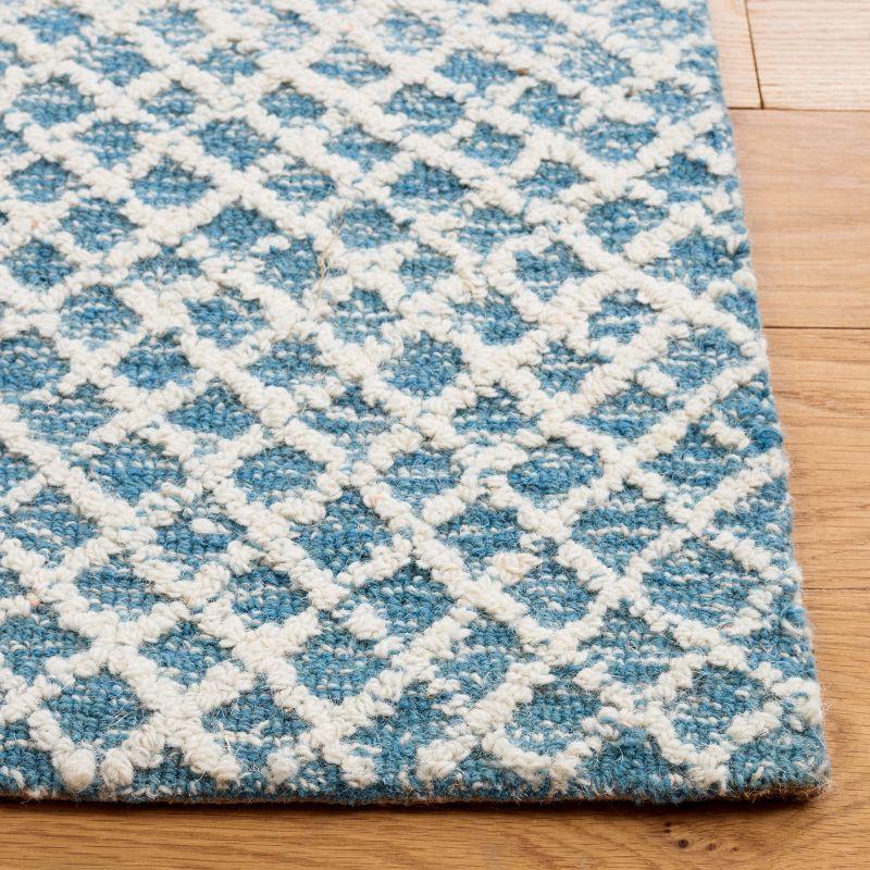 Handmade Tufted Blue Wool Square Rug 5'