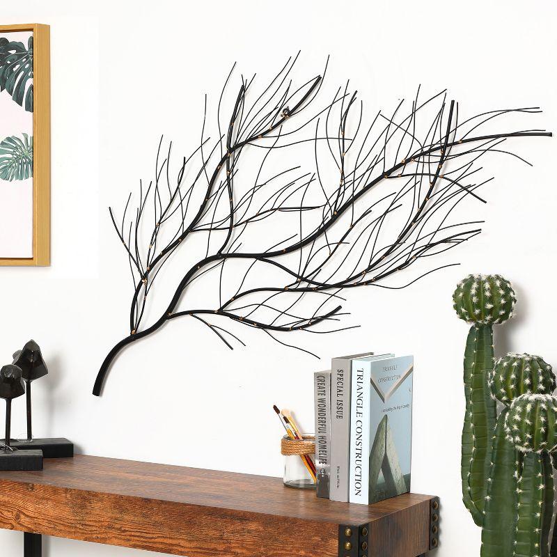 LuxenHome Black with Gold Metal Branch Wall Art Home Decor