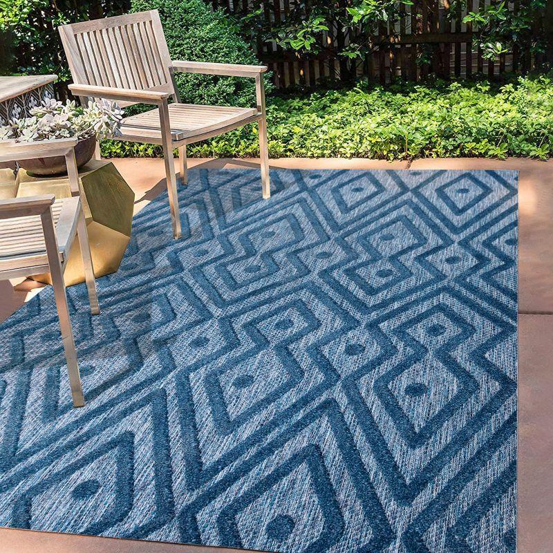 5'x8' Balansat Moroccan Diamond Indoor/Outdoor Area Rug, Navy - JONATHAN Y
