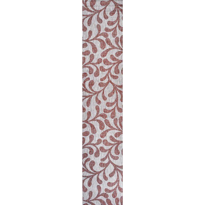 2'x8' Vine All Over Indoor/Outdoor Runner Rug, Red/Beige - JONATHAN Y