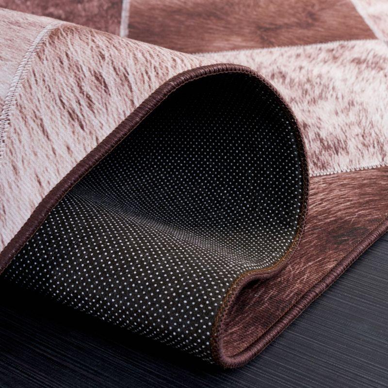 Faux Hide FAH535 Power Loomed Machine Washable Area Rug - Light Brown/Brown - 4'x6' - Safavieh.