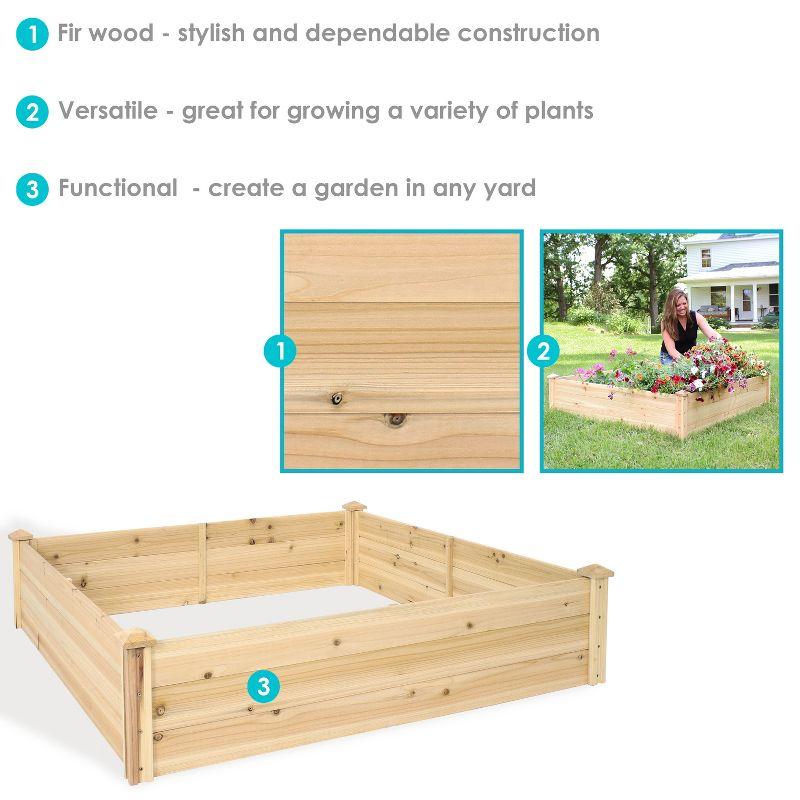 Sunnydaze Outdoor Square Wood Raised Garden Bed for Flower, Vegetable, and Herb Gardening - 48" Square - Brown