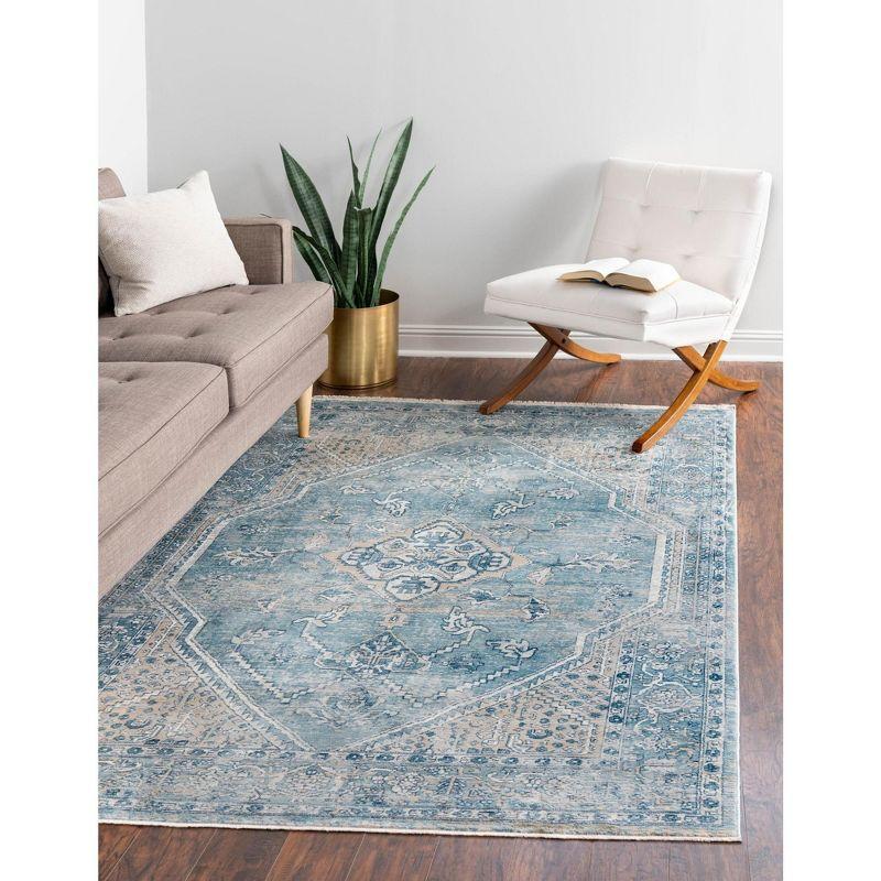 Unique Loom Newport Collection Area Rug - Ochre (7' 10" x 11' Rectangle Blue/Light Brown)