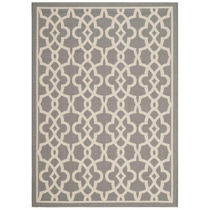 Grey Beige Quatrefoil 5' x 7' Easy-Care Synthetic Area Rug