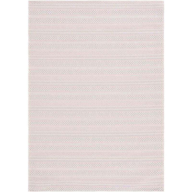 Eco-Friendly Pink/Ivory Striped Handmade Wool Rug 3' x 5'