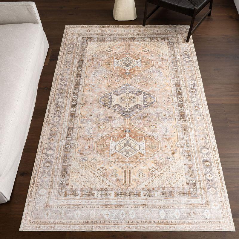 Nuloom Bathsheba Vintage Medallion Machine Washable Indoor Area Rug, 6' x 9', Pink
