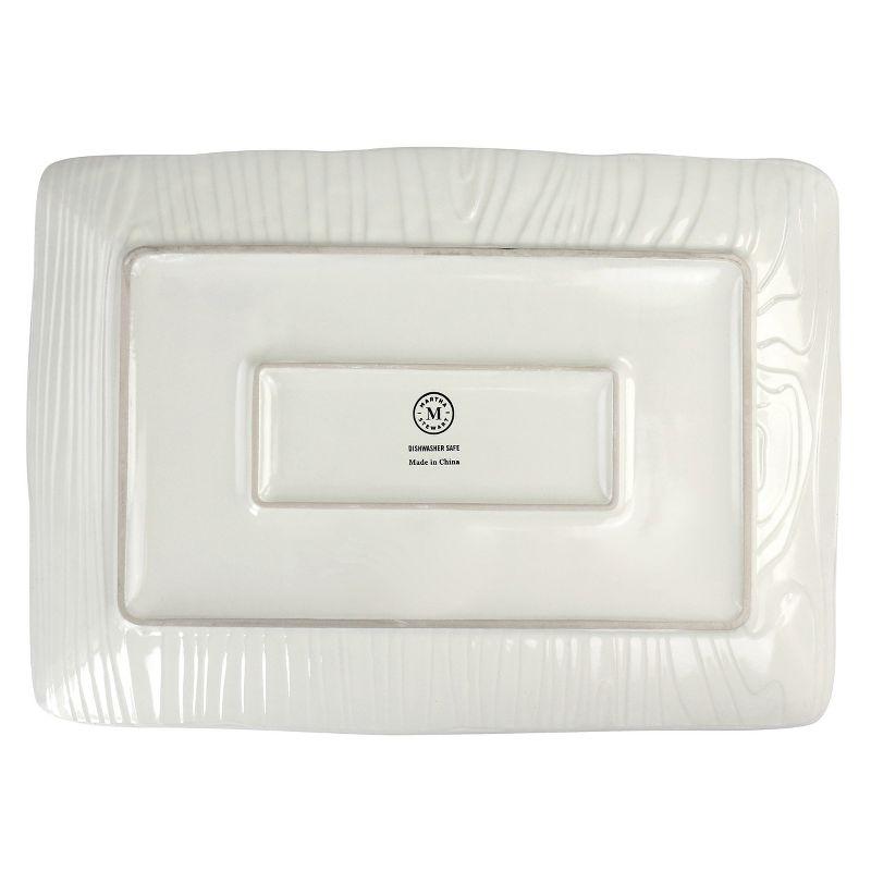 14-inch Off-White Ceramic Wood Pattern Serving Tray