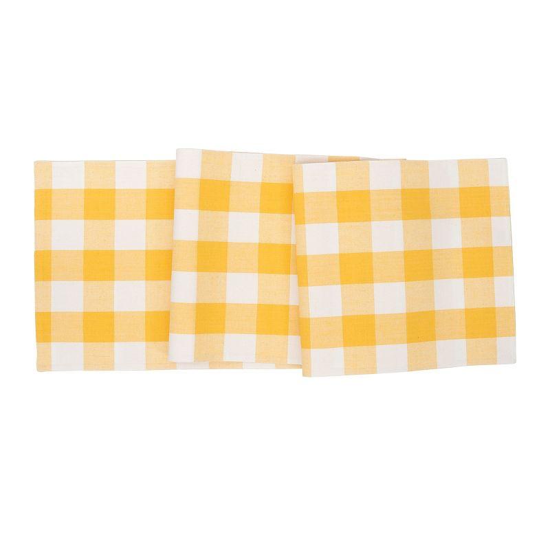 Sunrise Yellow and White Cotton Checkered Table Runner